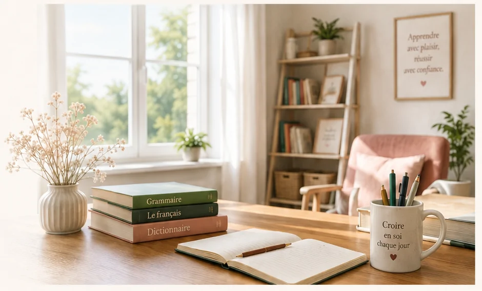 Bureau d'étude accueillant, livres de français